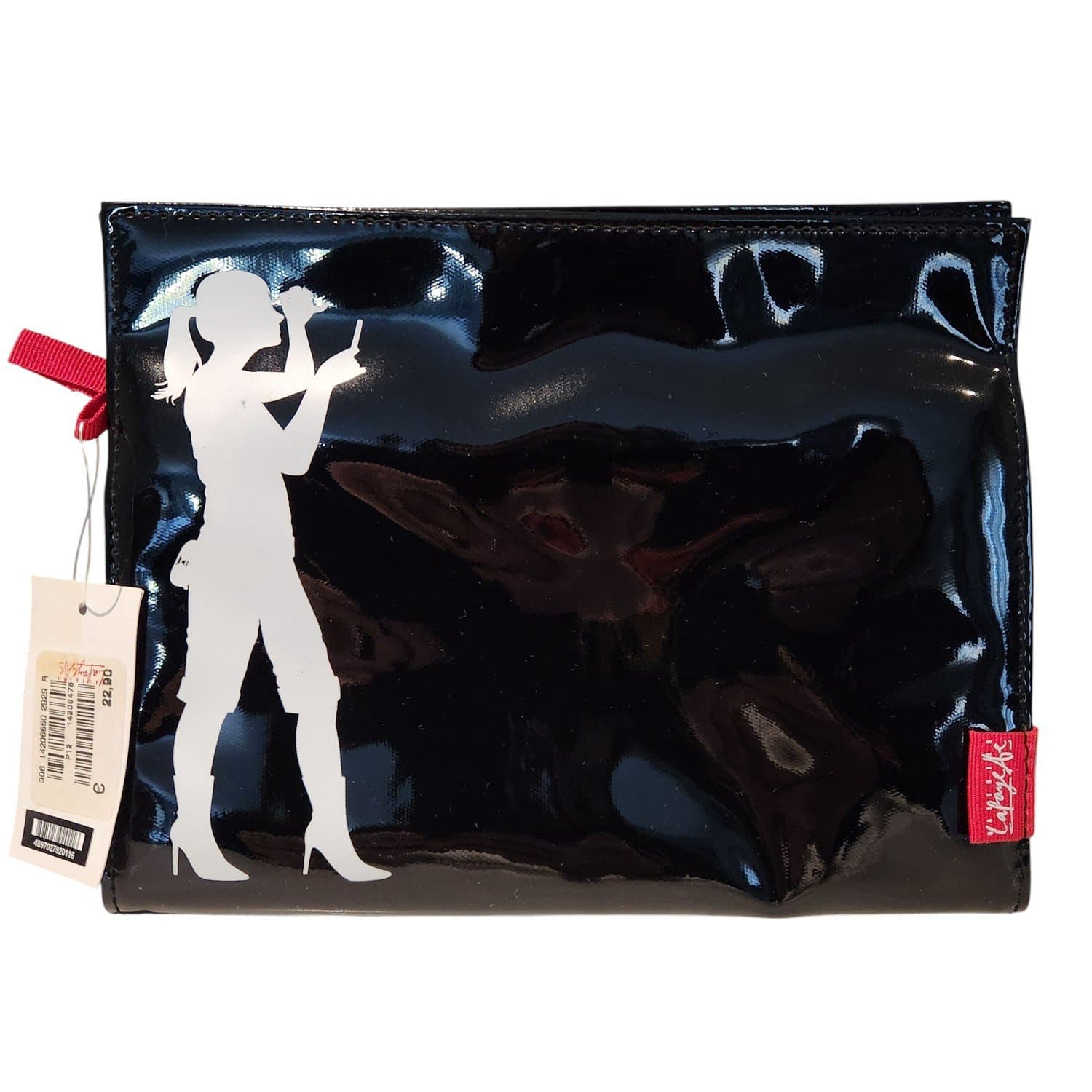 Galeries Lafayette Patent Makeup Bag Set Black 2 Zip Pouches