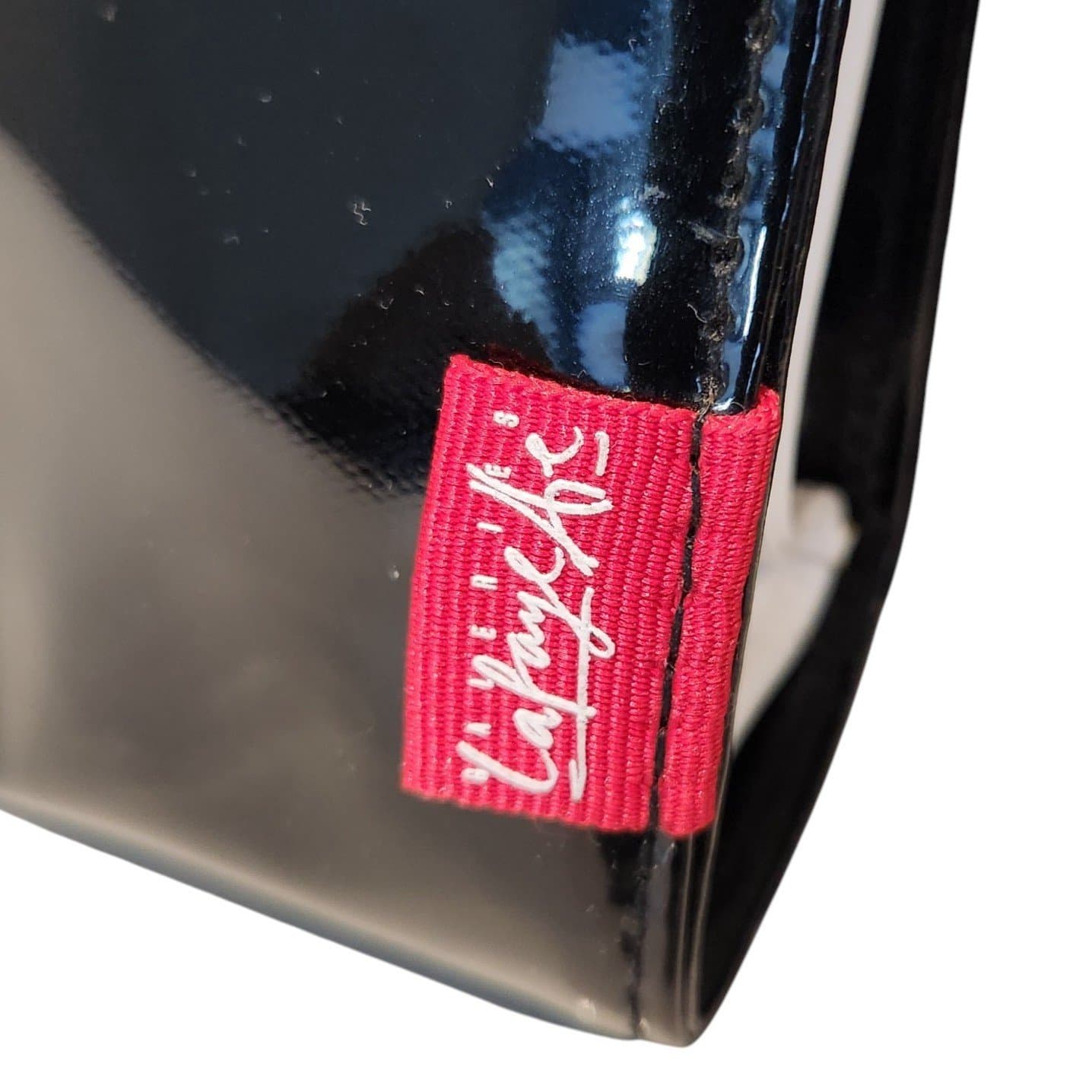 Galeries Lafayette Patent Makeup Bag Set Black 2 Zip Pouches