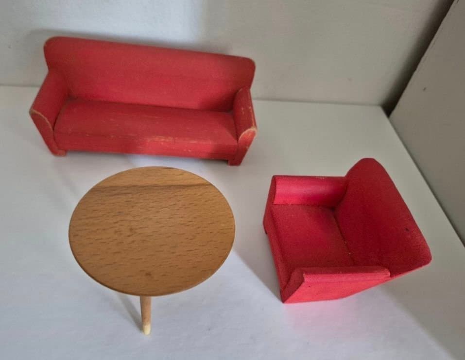 Lerro Dukkehus Møbler - Soffa, Fåtölj och Bord, soffgrupp