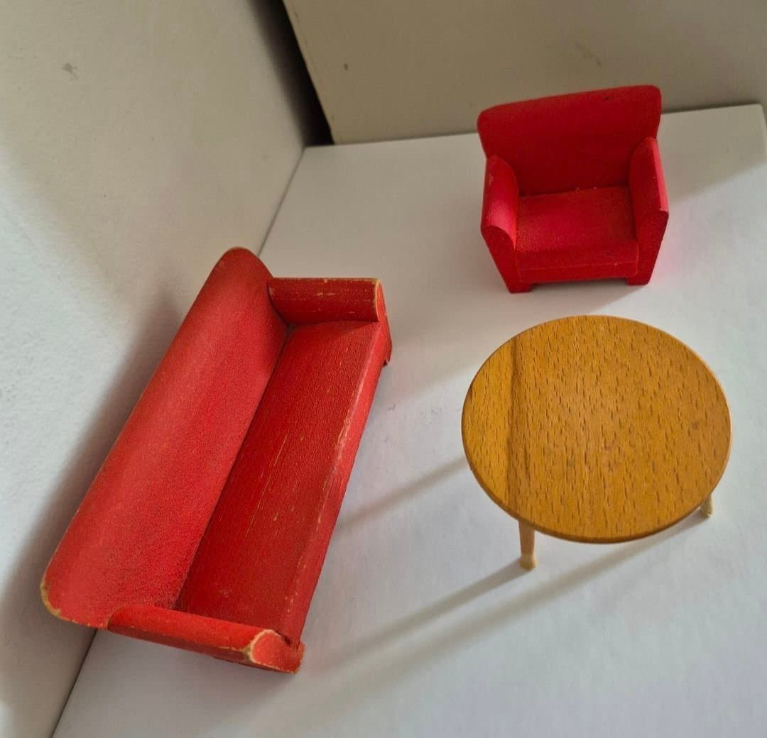 Lerro Dukkehus Møbler - Soffa, Fåtölj och Bord, soffgrupp