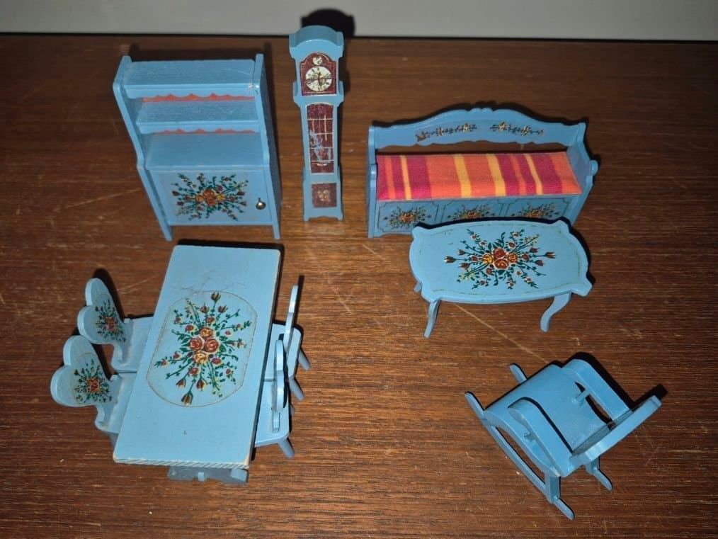 Lisa Dukkehus - Blå almue set, stue matsal