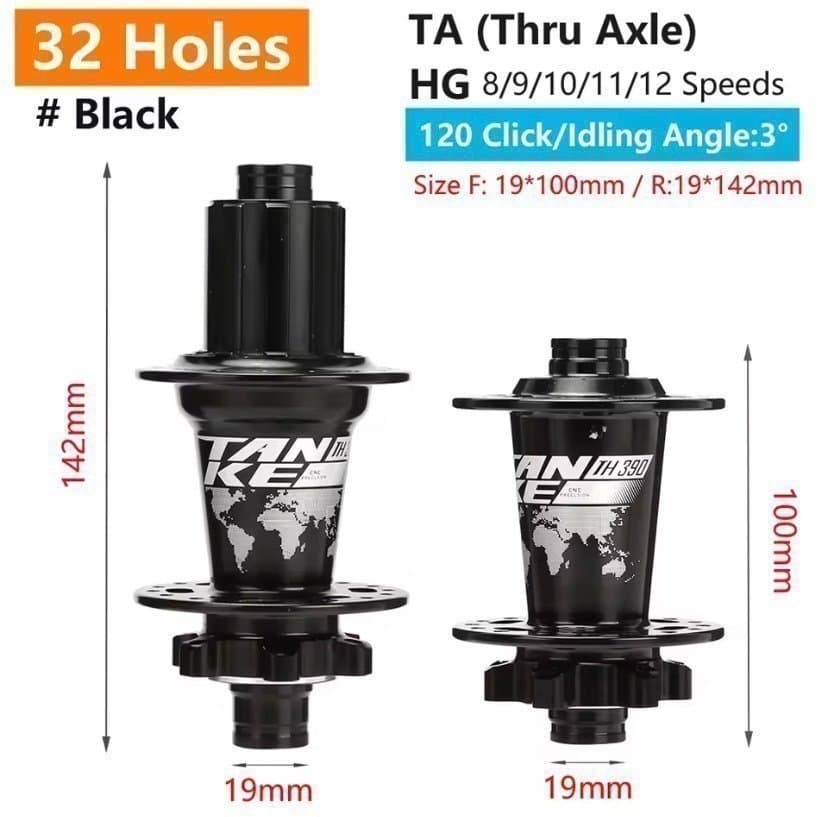 Thru Axle 32H MTB Disk Hubs 1par