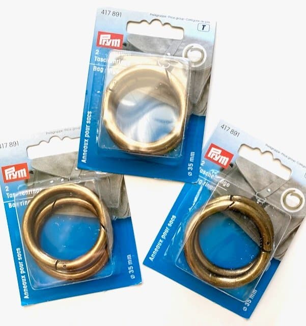 Väskringar med fjäderöppning brons sex stycken, 3 par PRYM 417 891