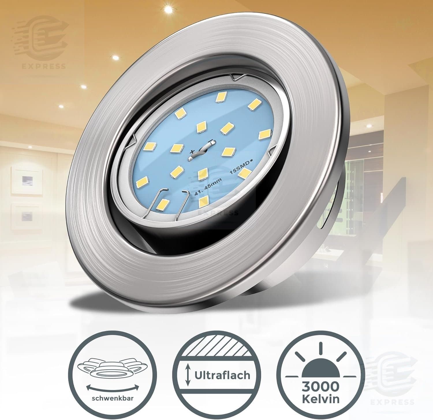 NY Spotlights 10 st * Ultraplatt*Vridbar* 230v, 4.8w * Varmvit *Ord.pris 659kr