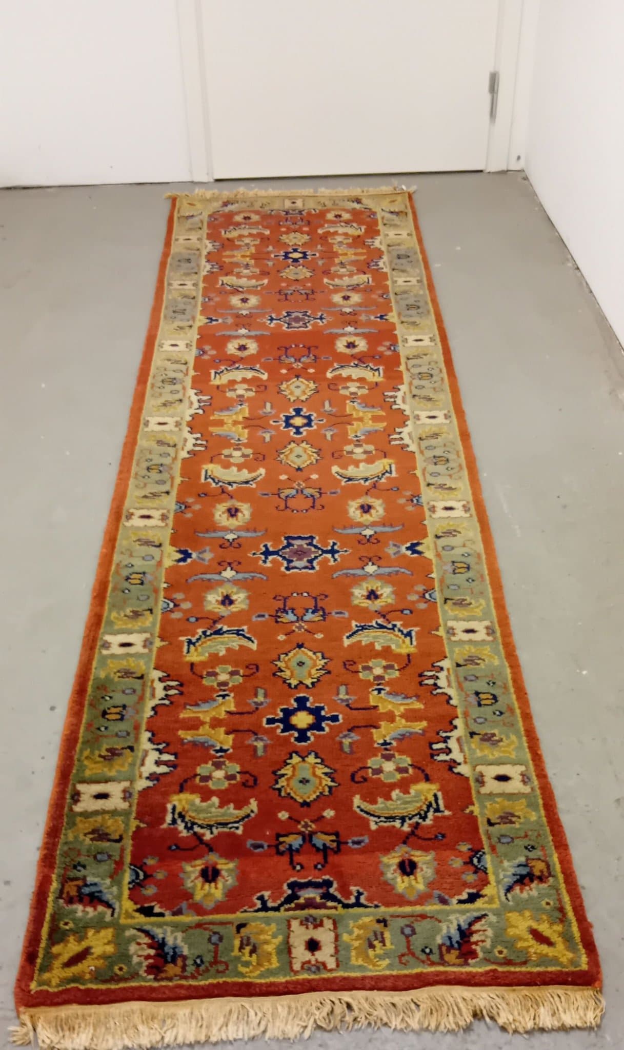 Äkta Handknuten rugg lugg matta i ull, 80x305 cm