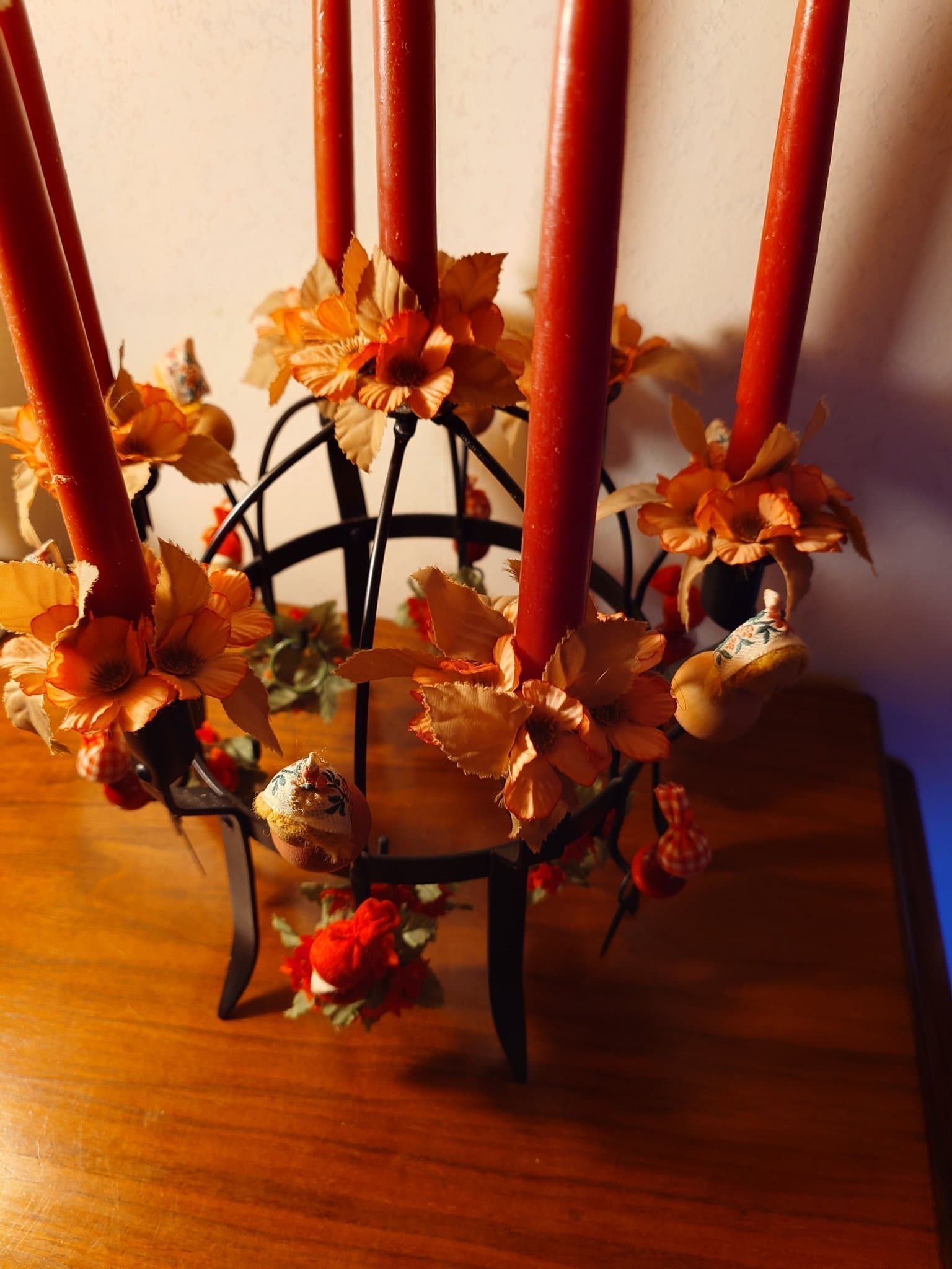 Toarpskrona ljuskrona smide Kandelaber Ljus ljusstake sjuarmad ullsax kraftig