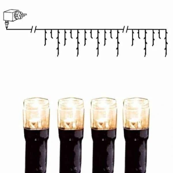 LED istappslinga 144 ljus 4m svart kabel varmvit