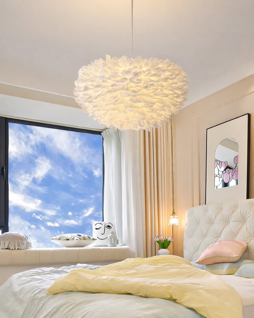 Lufira pendellampa Ø60 cm – Stor exklusiv fjäderlampa