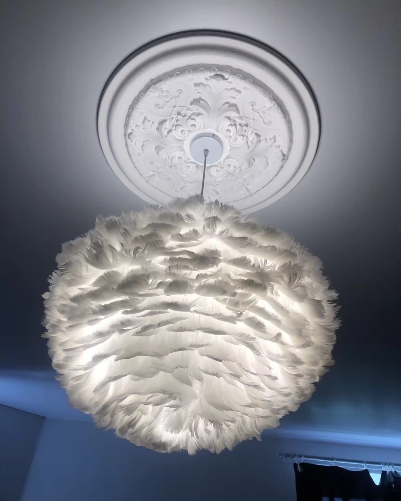 Lufira pendellampa Ø40 cm – Äkta fjädrar – Elegant taklampa