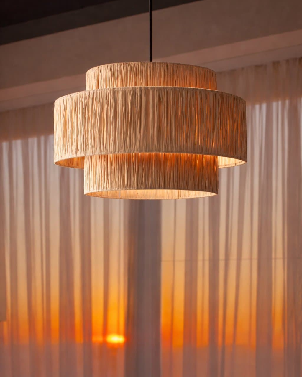 Samoa pendellampa Ø40 – Naturlig raffialampa