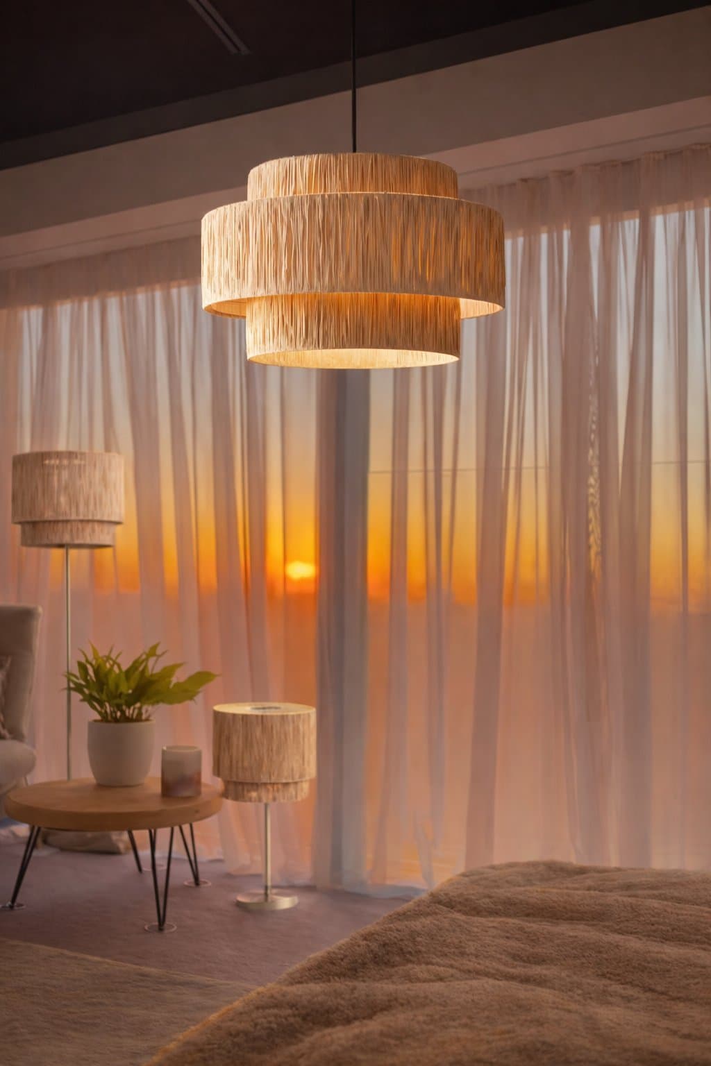 Samoa pendellampa Ø60 – Stor designlampa i äkta raffia