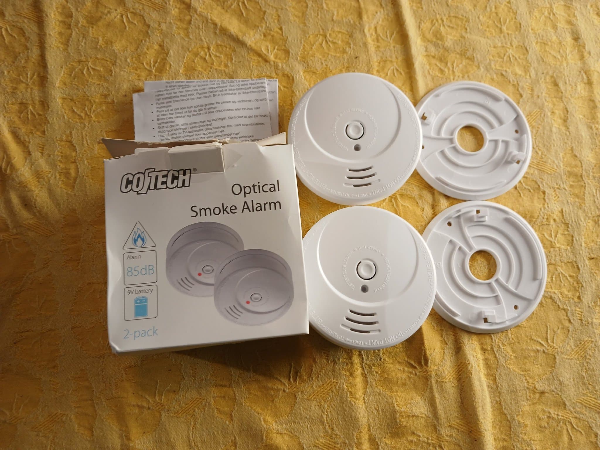 Cotech GS506G Optisk Røykvarsler 2-pak – Batteridrevet 9V