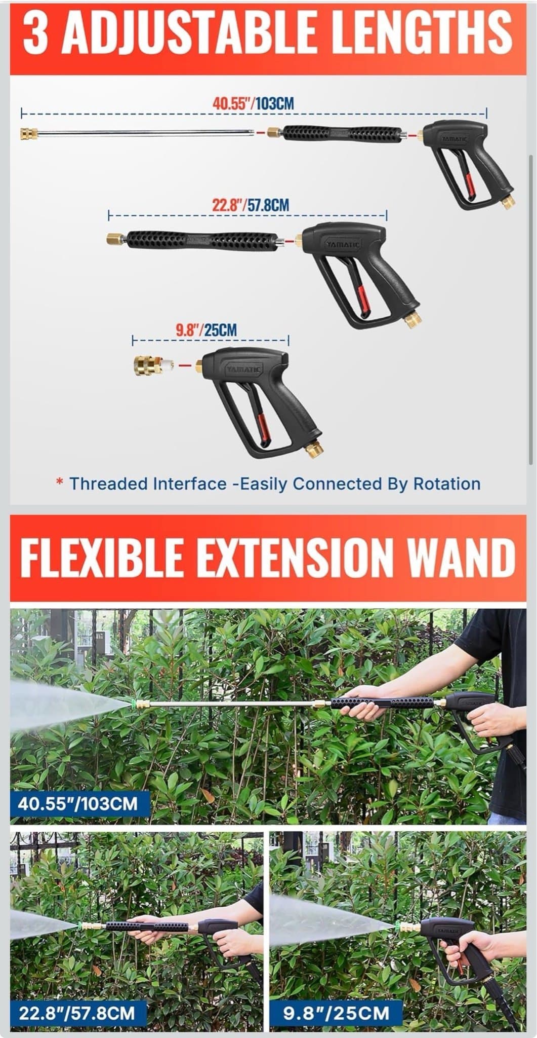 YAMATIC Högtryckstvätt Pistol och Lans Kit, 4000 PSI, 8 GPM