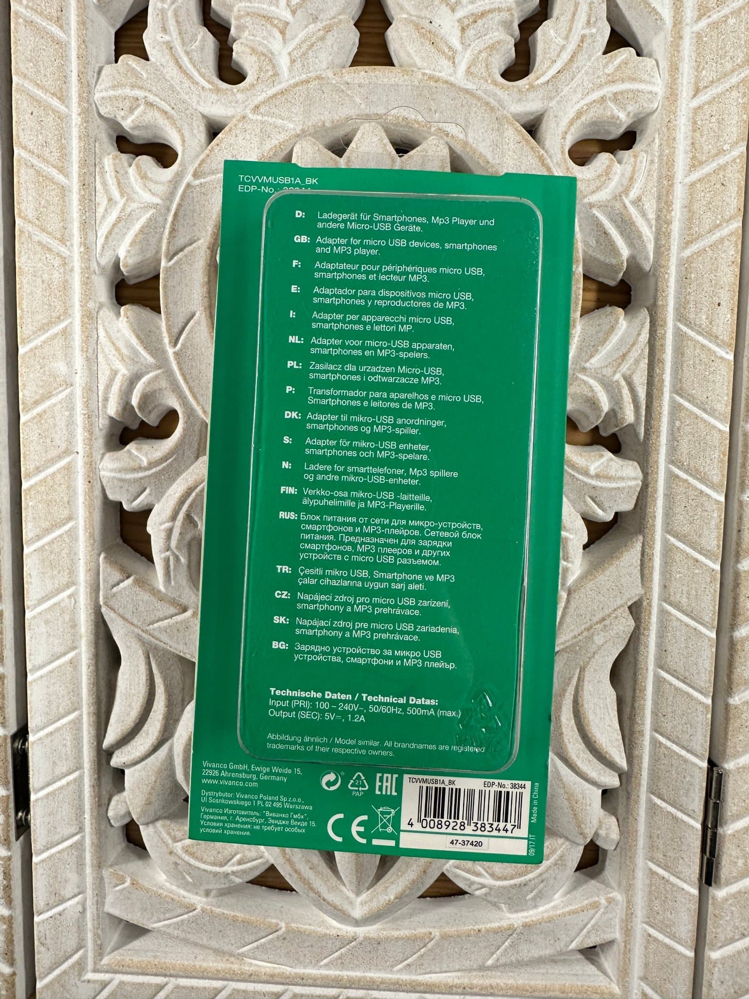 Vivanco Universalladdare Micro-USB (1.2m kabel) – 1.2A