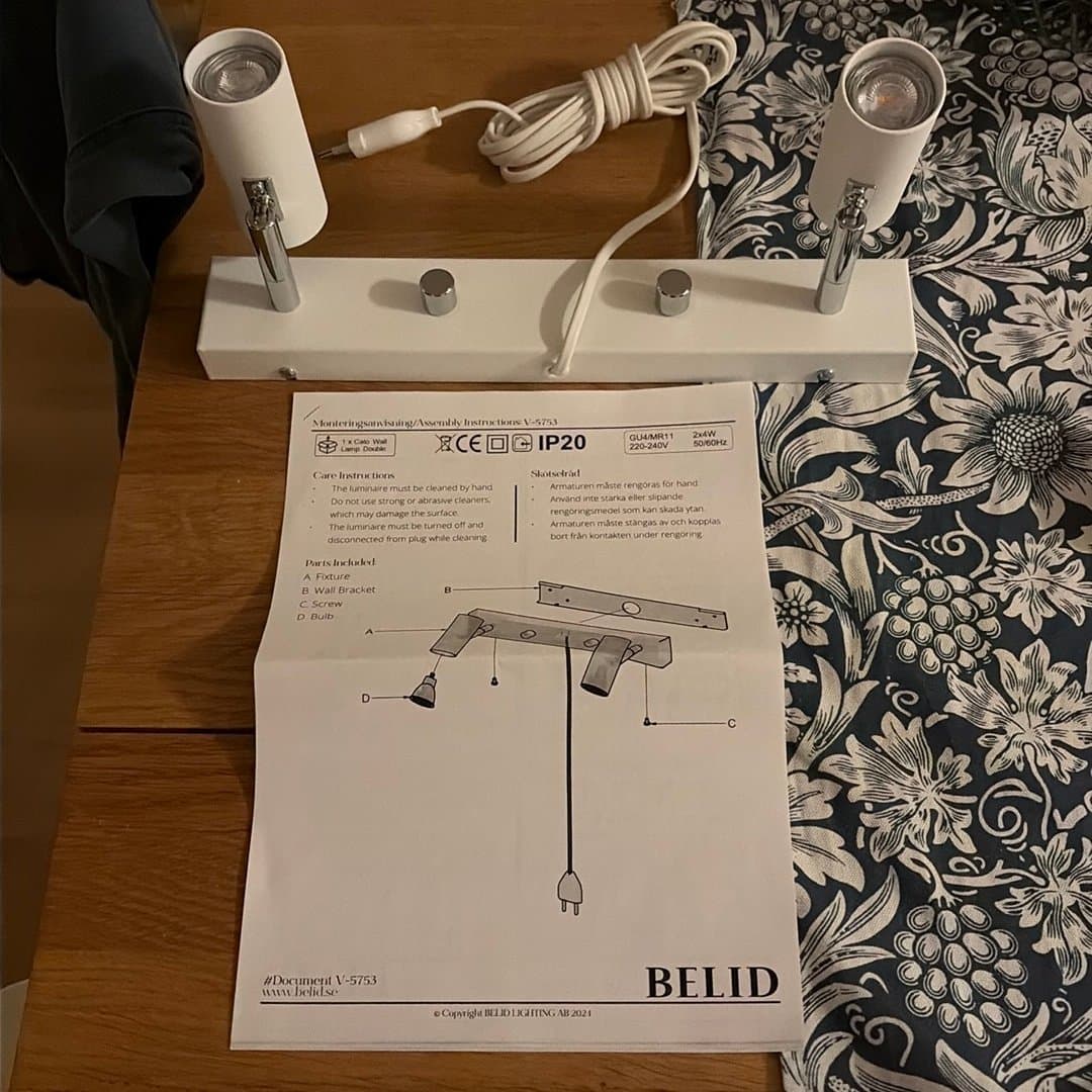 Belid V-5753 spotlight med två lampor, ny och oanvänd!