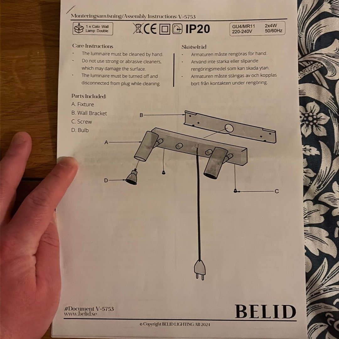 Belid V-5753 spotlight med två lampor, ny och oanvänd!