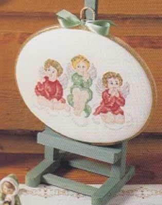 ** TAVLA med TRE SÖTA ÄNGLAR till JUL ** KOMPLETT MED RAM **