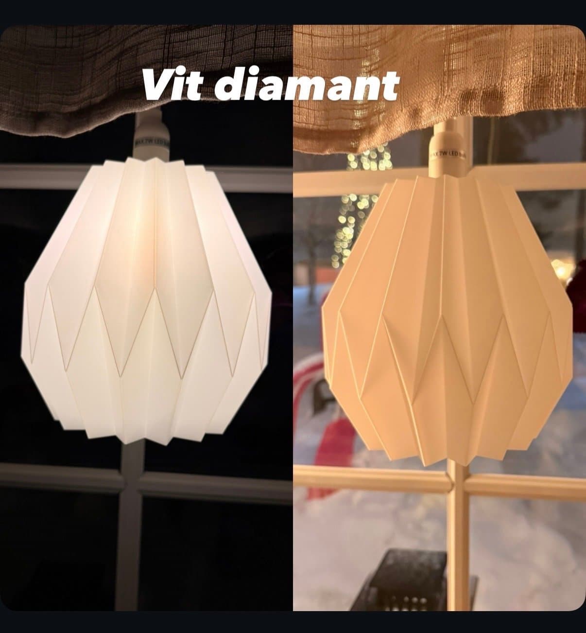 Vit Diamant fönsterlampa 2st