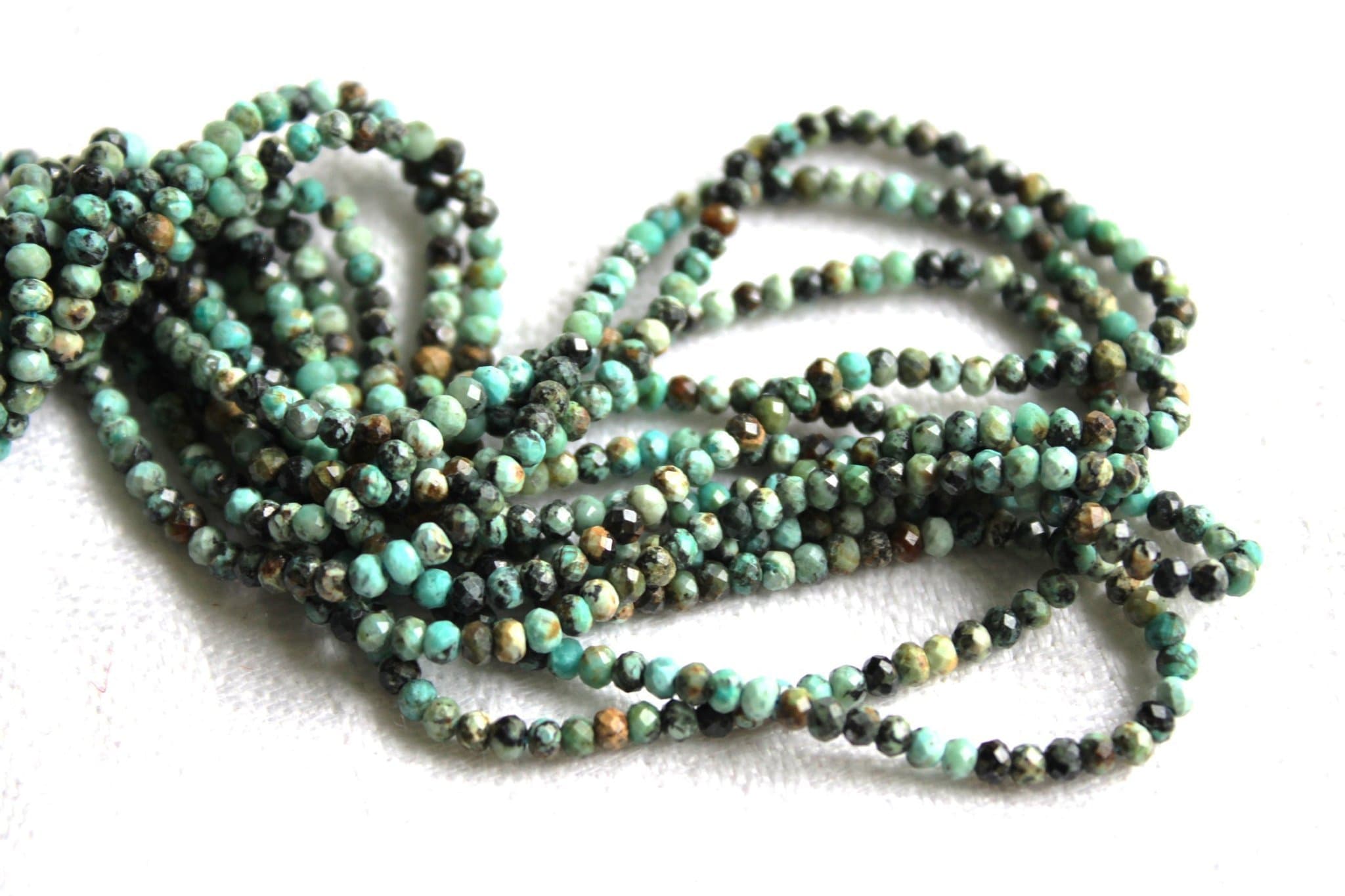 1 sträng African turkos, rondeller 3 x 2 mm