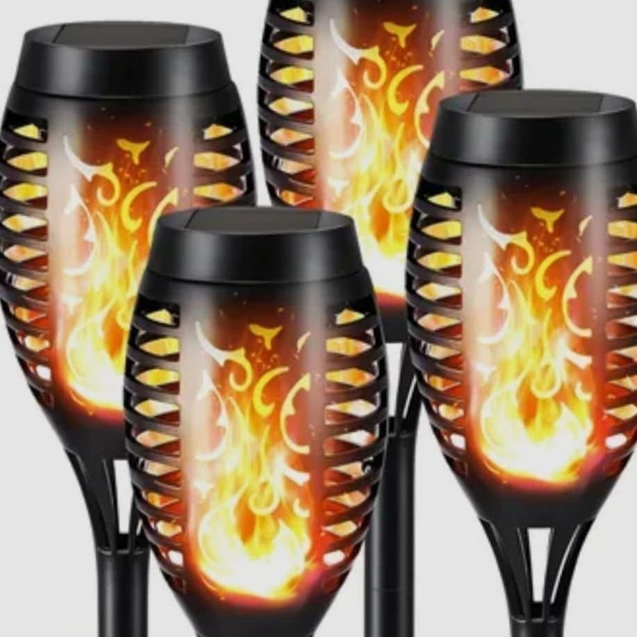 10P Nya Solcellsfacklor med eldflammor