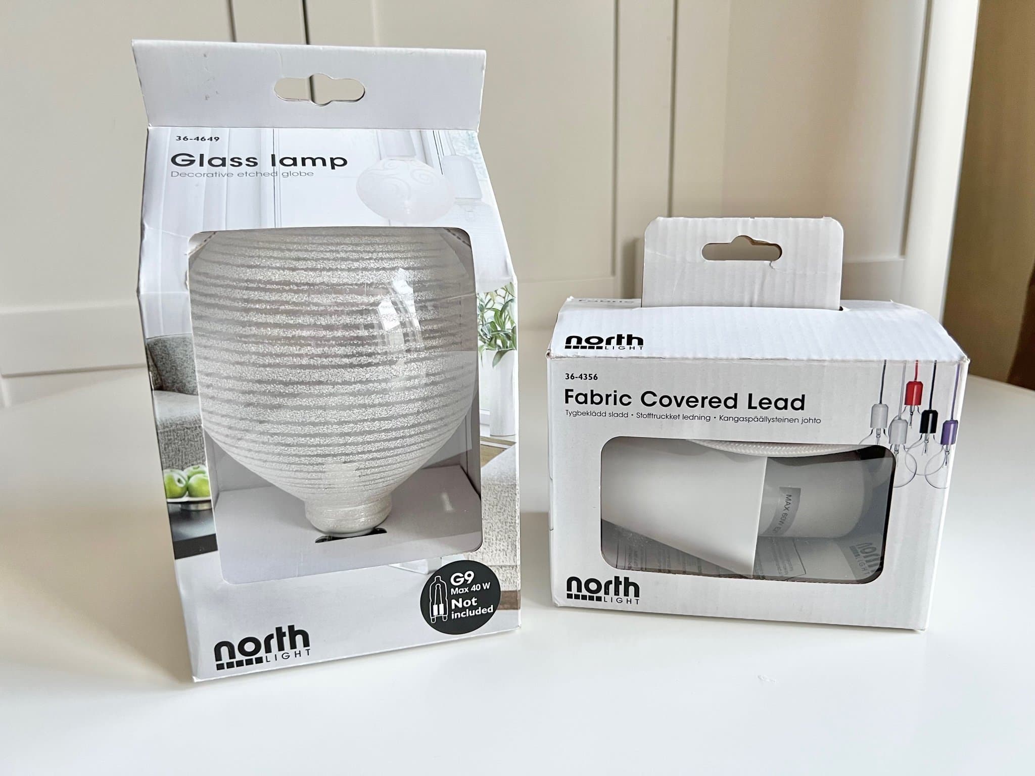 North Light Glaslampa och Tygklädd Sladd