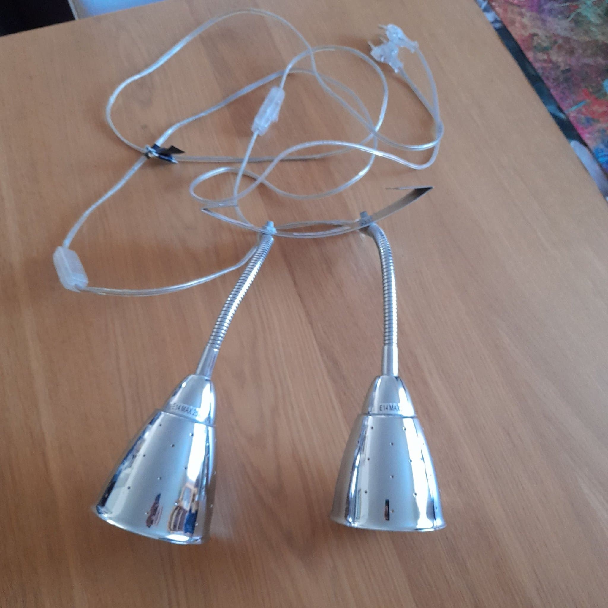 Dubbel spotlight med flexibel arm, E14, max 25W