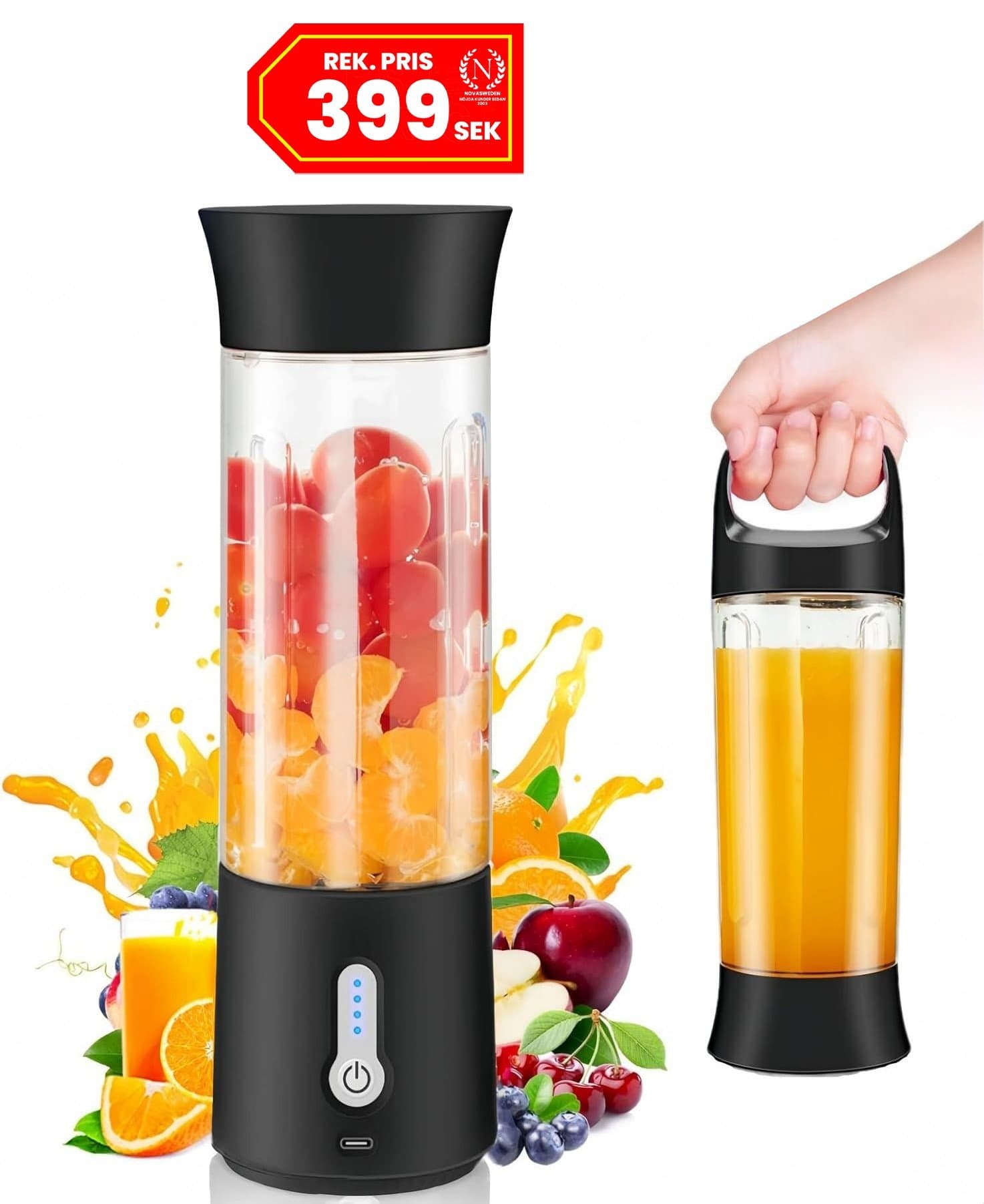 Laddbar Personal Size Blender • 500ml • USB • 4000mAh • 150 watt • ÅB