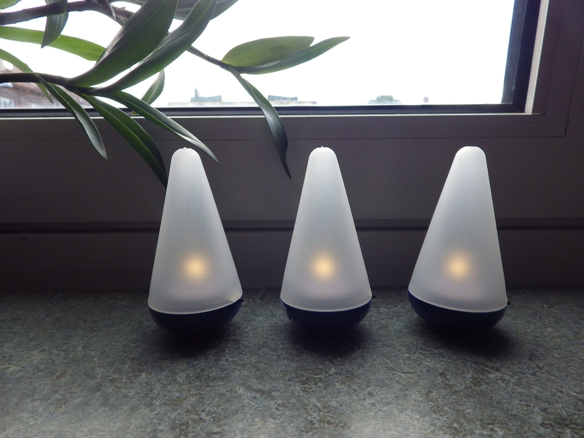 SOLVINDEN 3 st Ledlampor, BLÅ BOJ för batteri, IKEA. Använda en gång. Nyskick