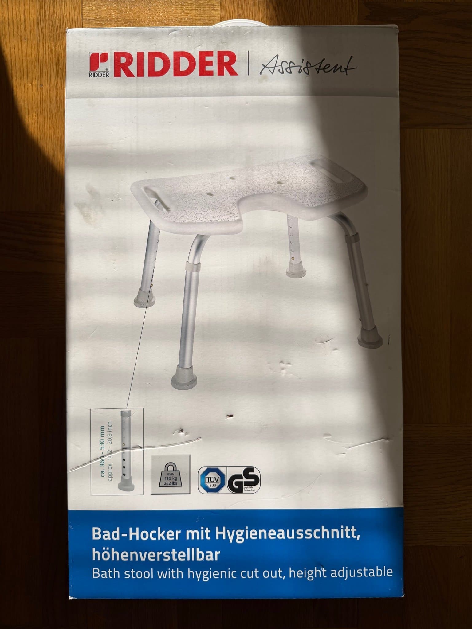 Badstol, justerbar höjd