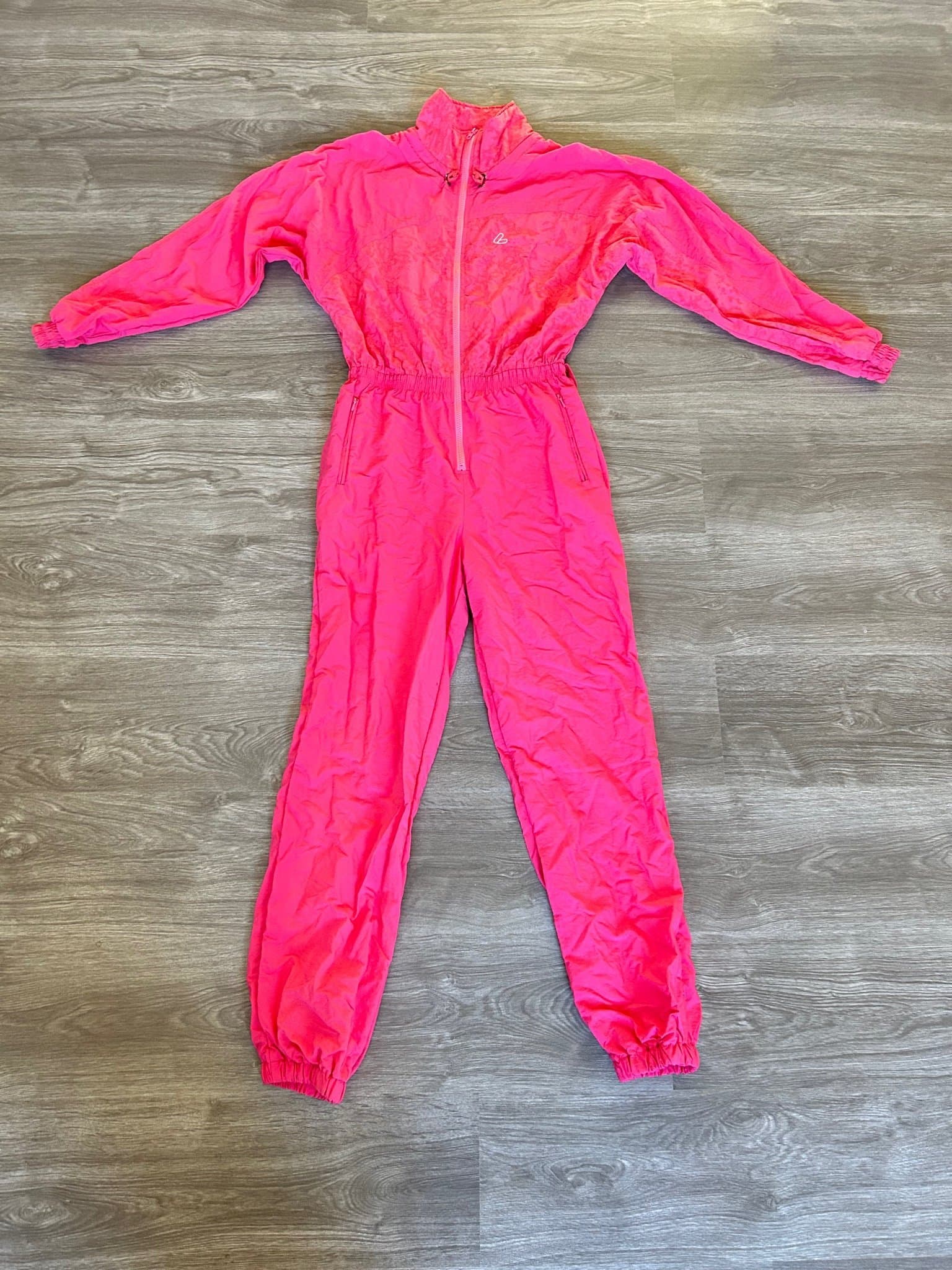 Retro overall skidkläder skiddress, storlek M, 42, Vintage skidoverall Rosa