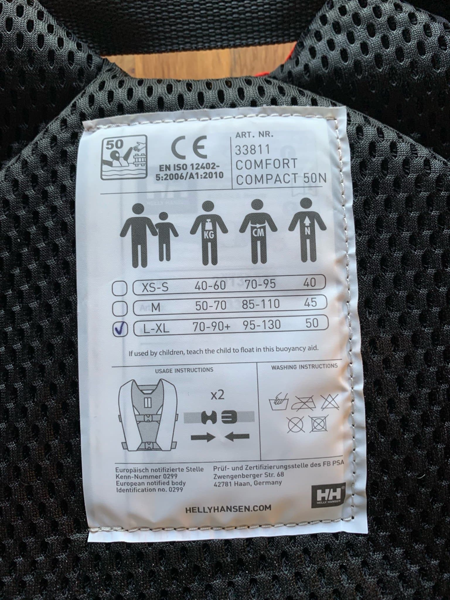 Helly Hansen flytväst, röd, storlek L-XL