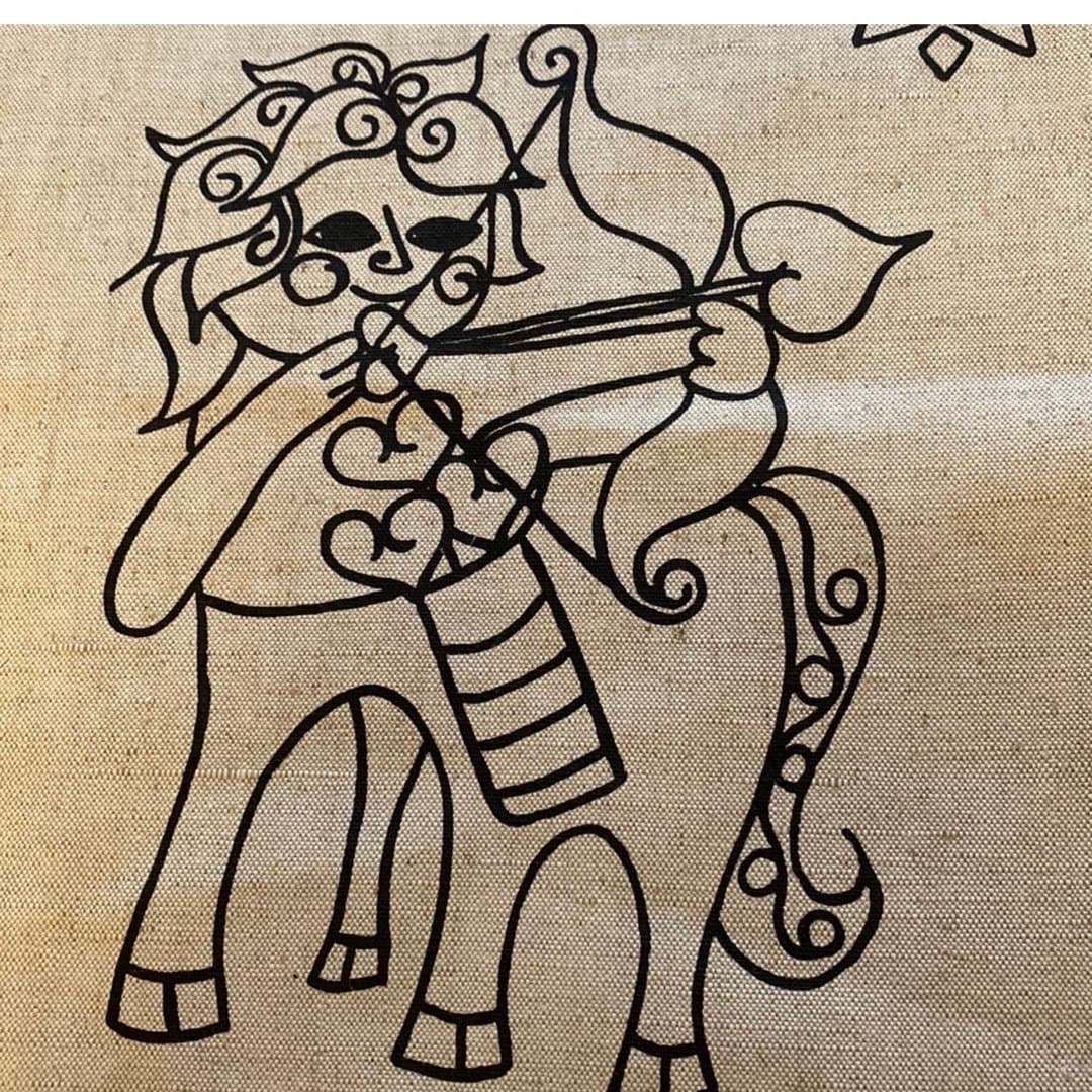 Amor med pilbåge, broderimönster på linneväv