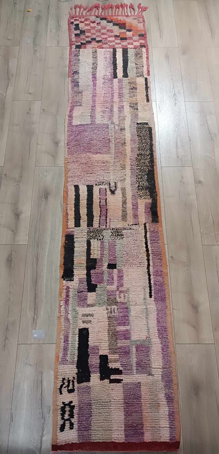 Matta 356 cm 74 cm Marockansk berbertapet ny ullmatta orientaliskt tyg