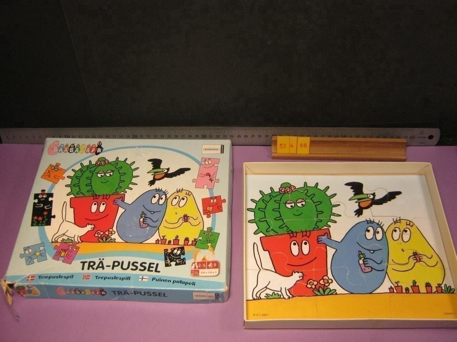 9 b, Trä-pussel, Kärnan; Barbapapa, Komplett mb-b/mf