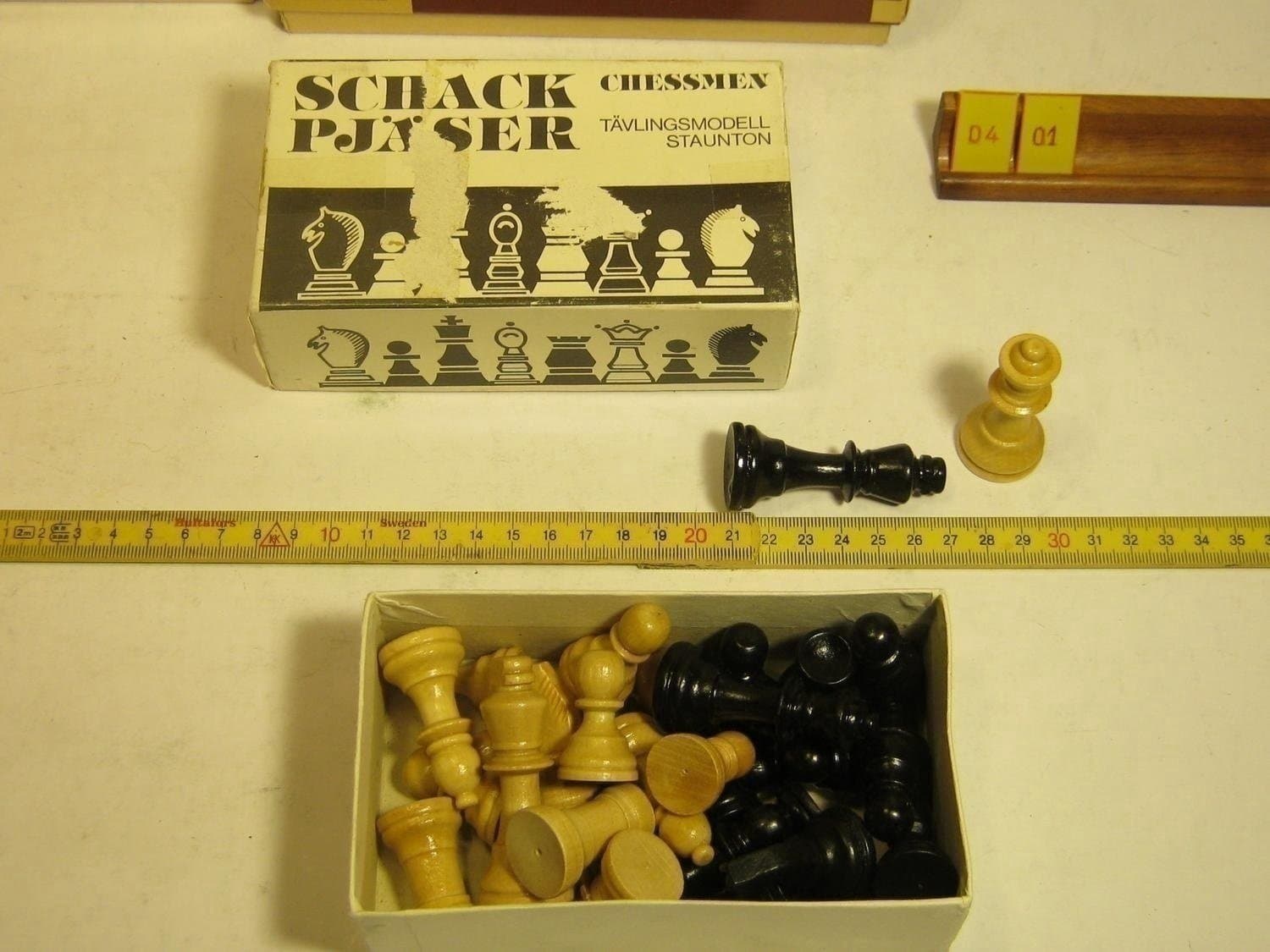Schack pjäser i trä i ask Chessmen, Tävlingsmodell, Komplett