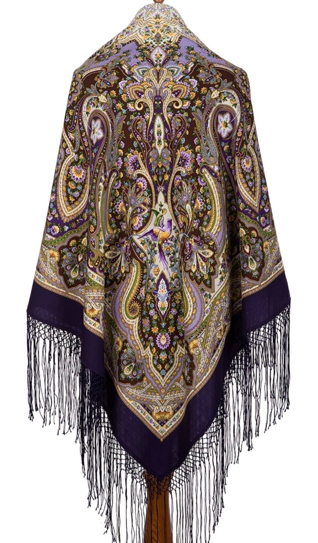 Rysk sjal från Pavlovo Posad, Stor 148×148. Ull