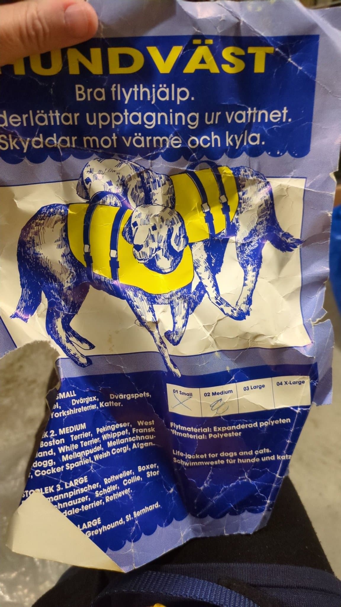 Hundflytväst, gul, storlek Medium