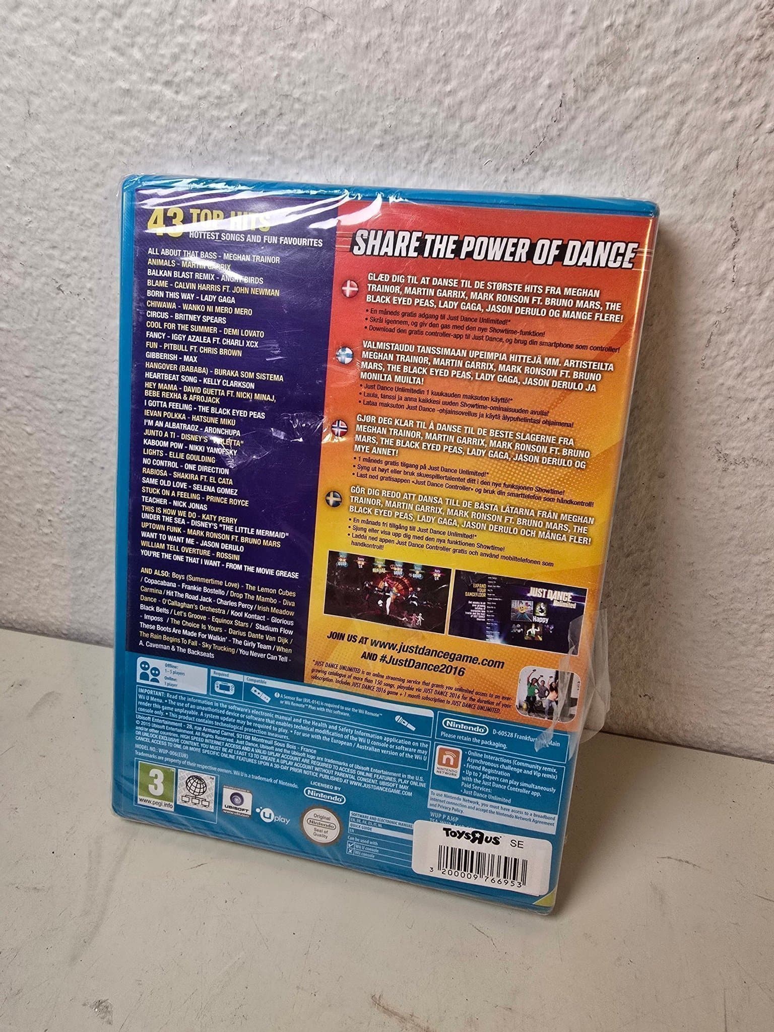 Just Dance 2016 -Nintendo Wii U HELT NYTT INPLASTAT