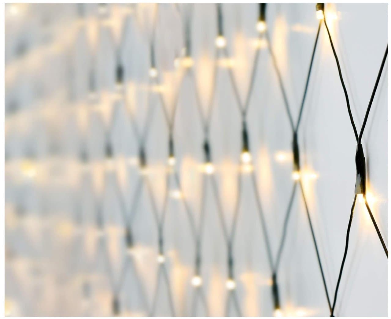 Dekorativt LED-ljusnät 1,5 x 1,5 m – Varmvitt sken med timerfunktion - OÖPPNAD