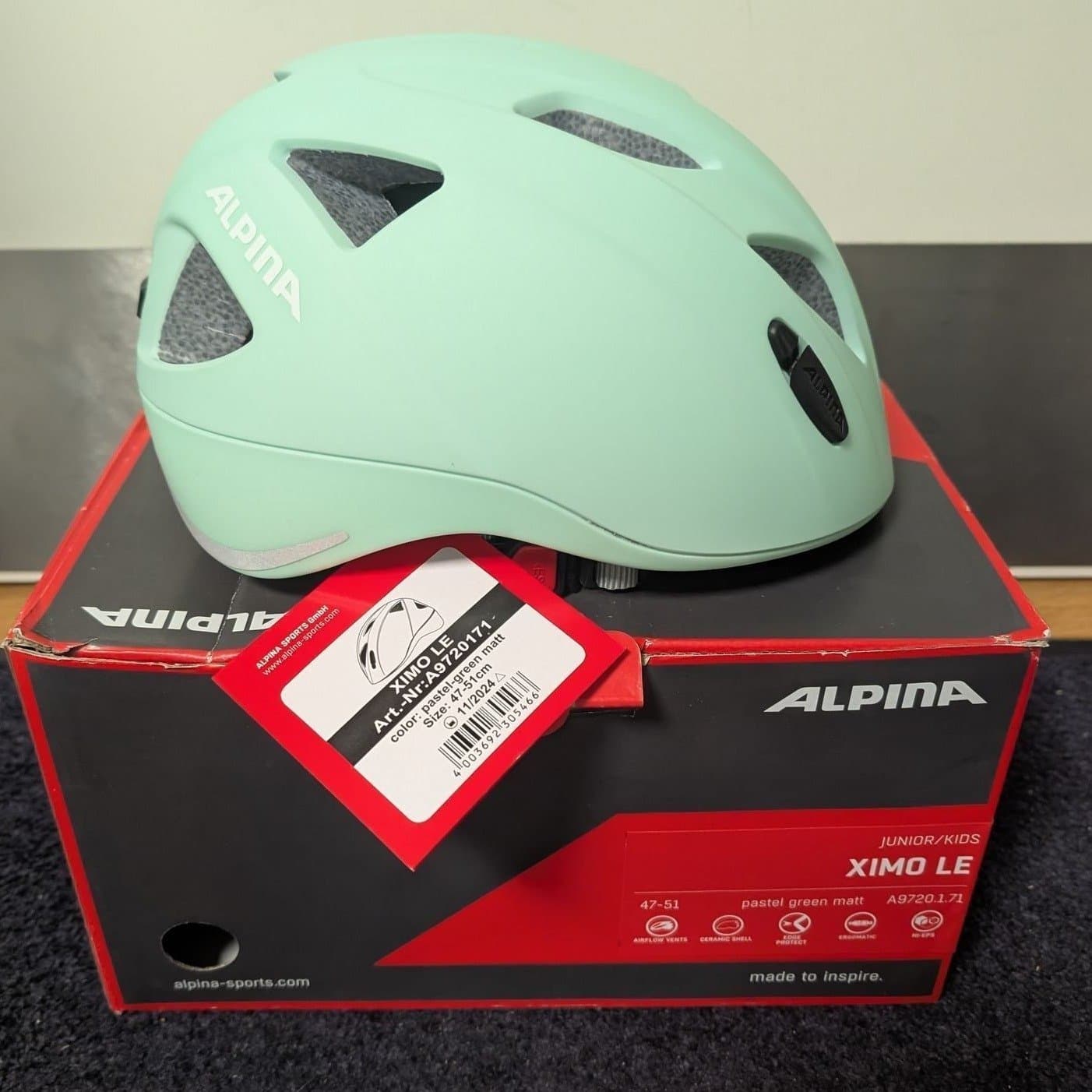 Alpina XIMO L.E. Cykelhjälm (med LED) Pastel-Green Matt - Storlek S (47–51 cm)