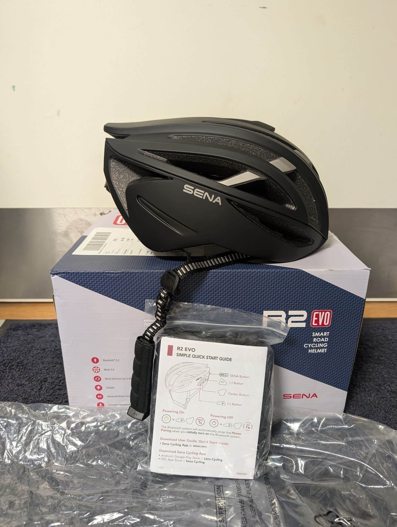 Sena R2 EVO Smart Cykelhjälm Matt Svart - Storlek M (55-59 cm)