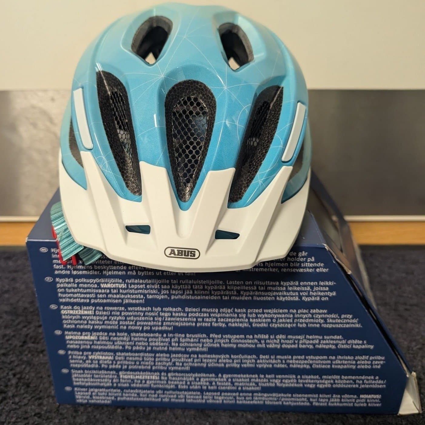 ABUS Aduro 2.0 Cykelhjälm (med bakljus) Blue Art - Storlek S (51–55 cm)