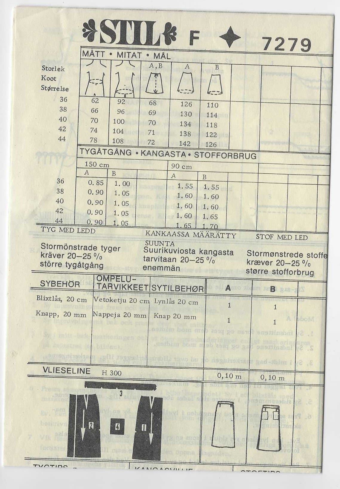 Stil mönster, Kjol storlek 40