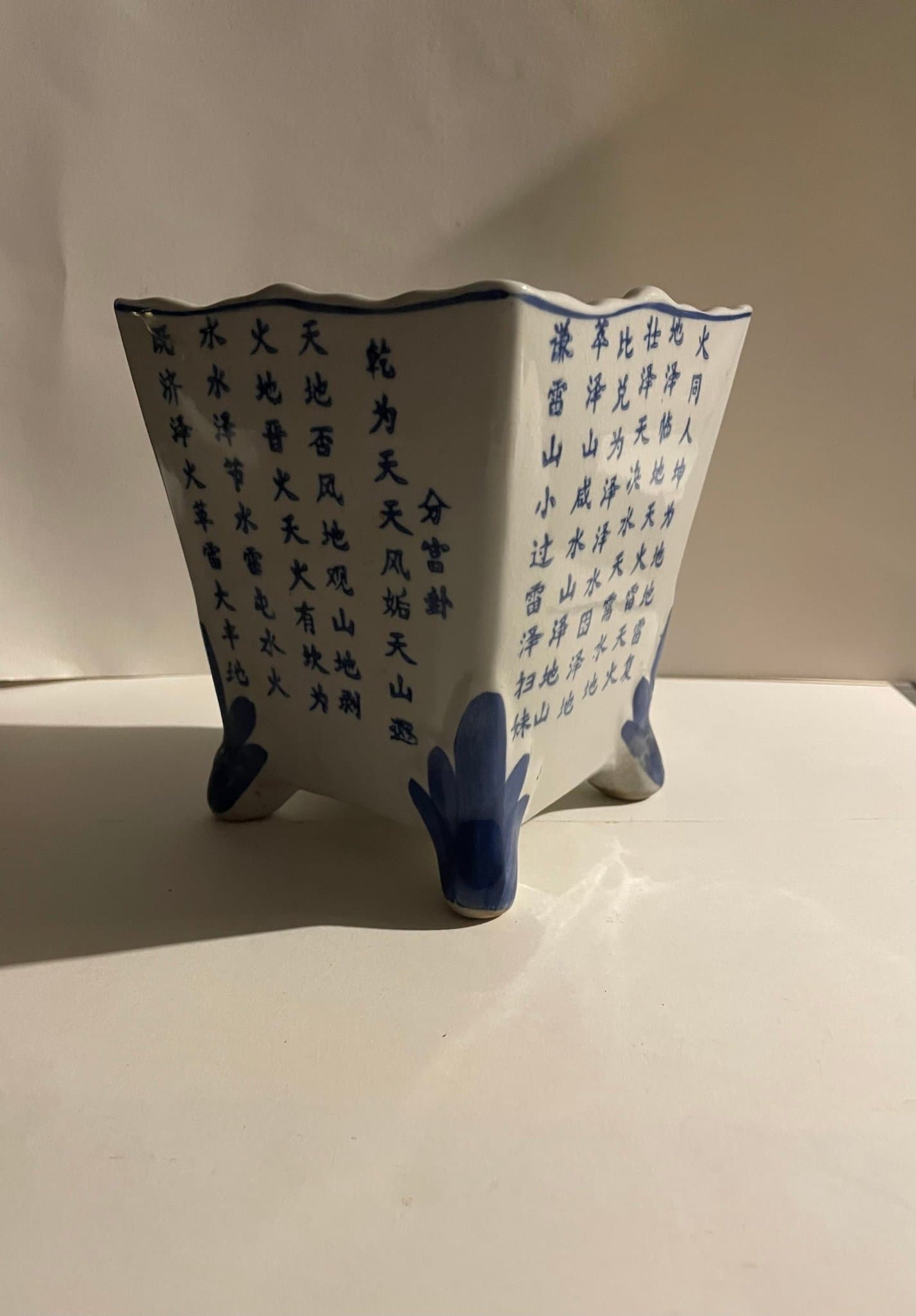 Blå/vita kinesiska keramik krukor 3 st