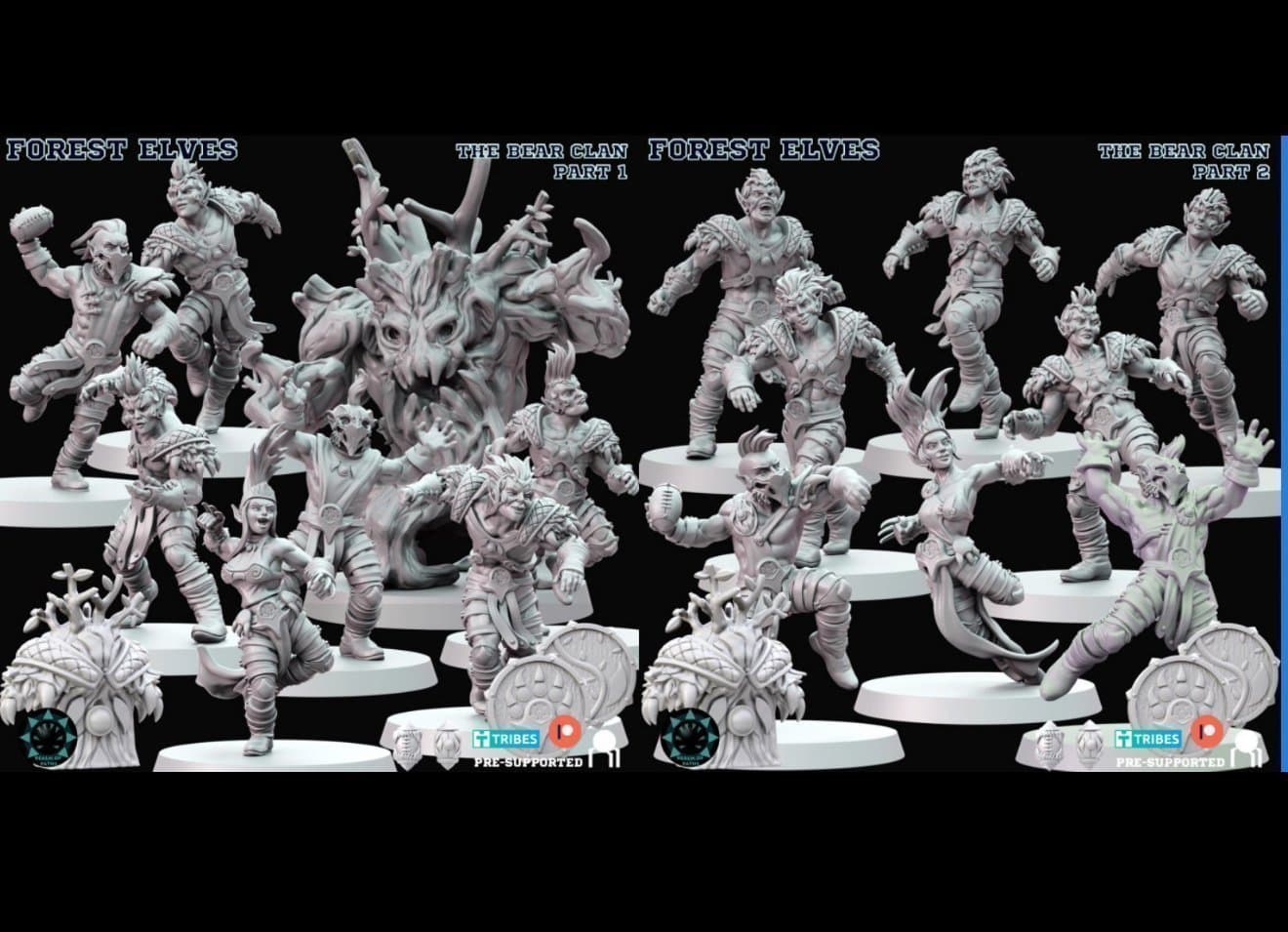 Forest elves of the Bear Clan Team 1+2, Blood Bowl,Dungeon bowl Fantasy football