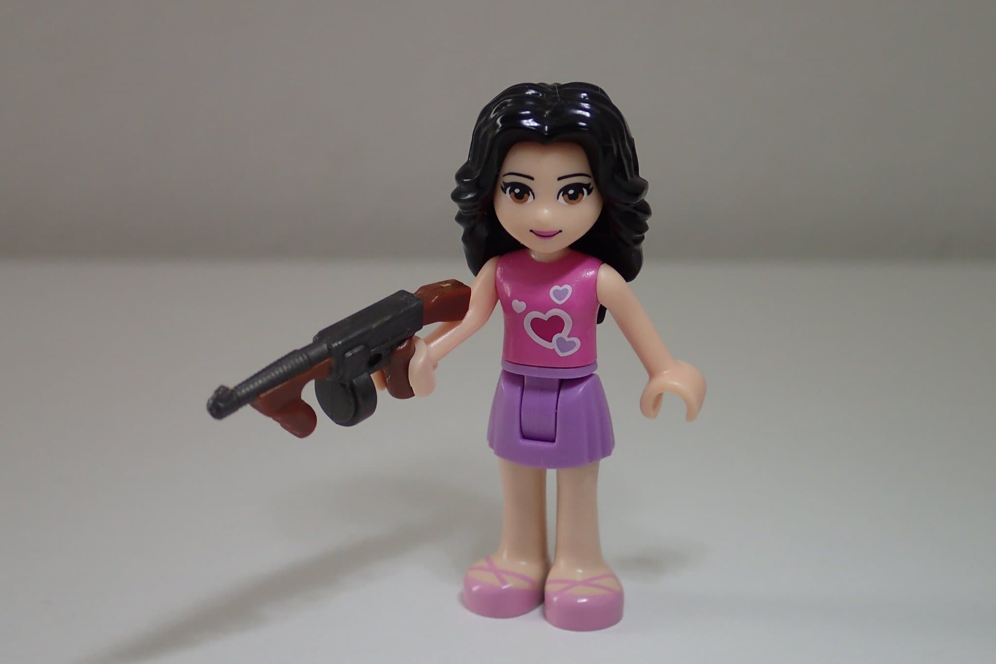 Lee Bricks minifigurvapen - Overmolded Thompson M1921 (brun & mörkgrå metallic)