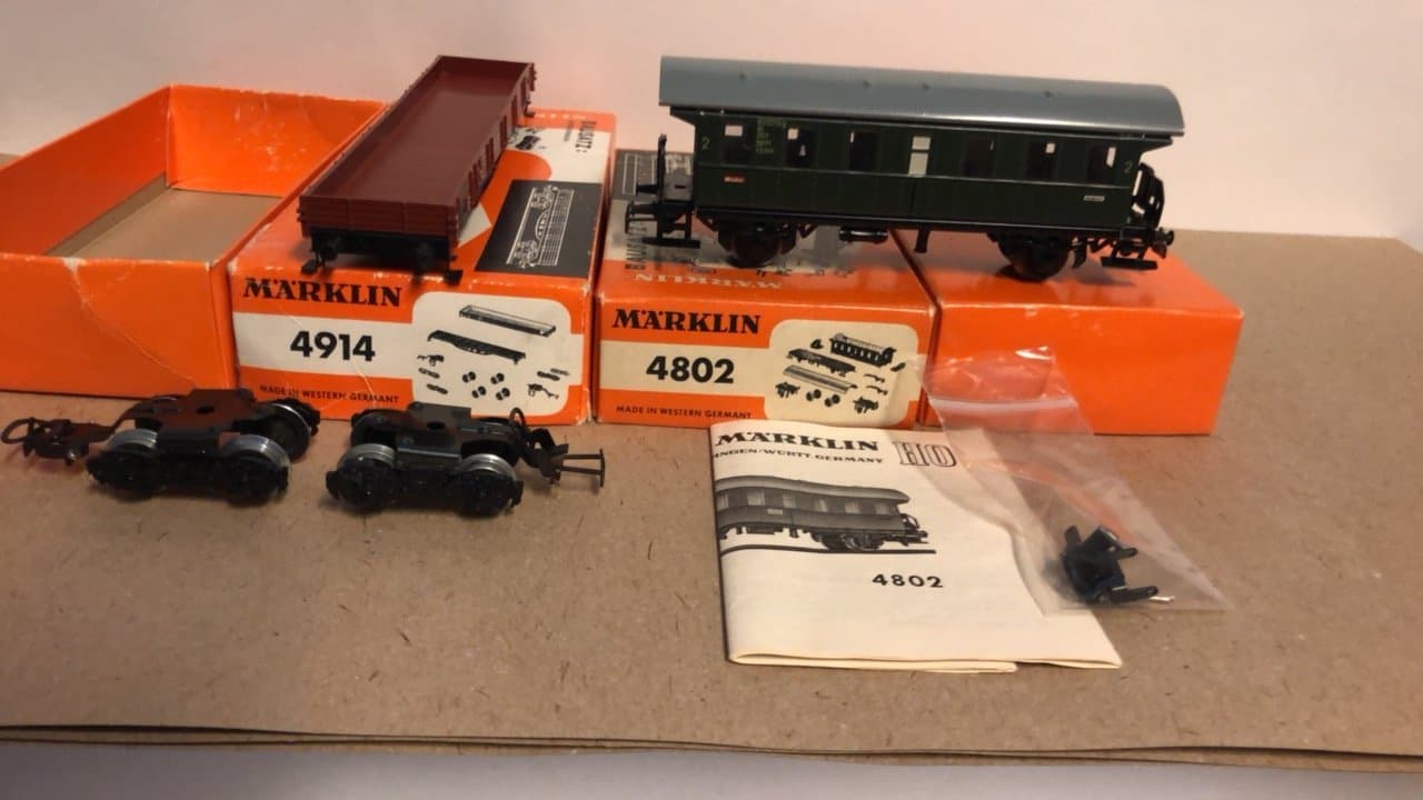 Märklin-H0-4914+4802 2 ST BYGGDA GODSVAGNAR I FINT-SKICK I ASK SE FOTON