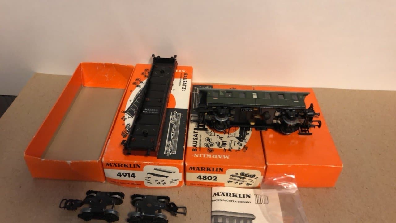 Märklin-H0-4914+4802 2 ST BYGGDA GODSVAGNAR I FINT-SKICK I ASK SE FOTON