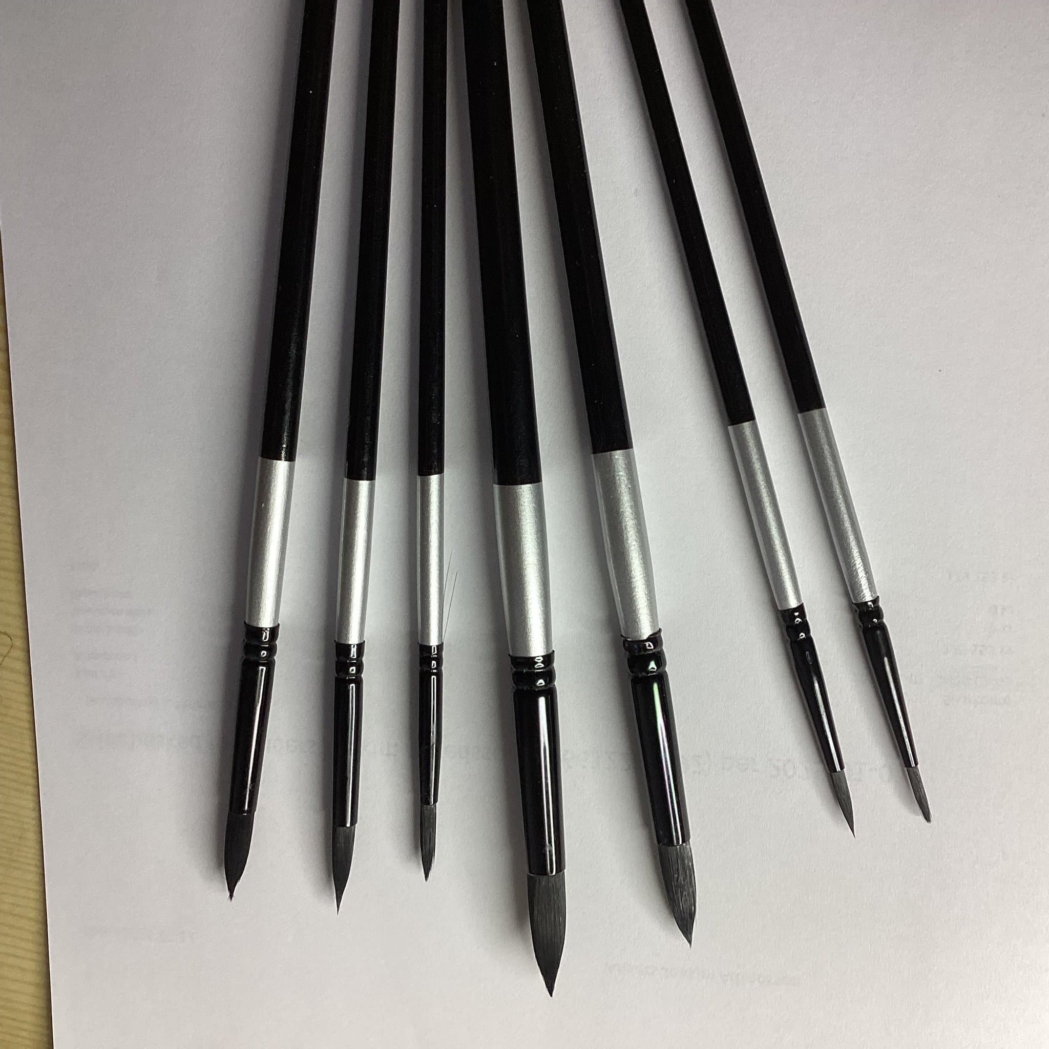 Penslar akvarell 7 st 0 2 4 6 8 10 och 12