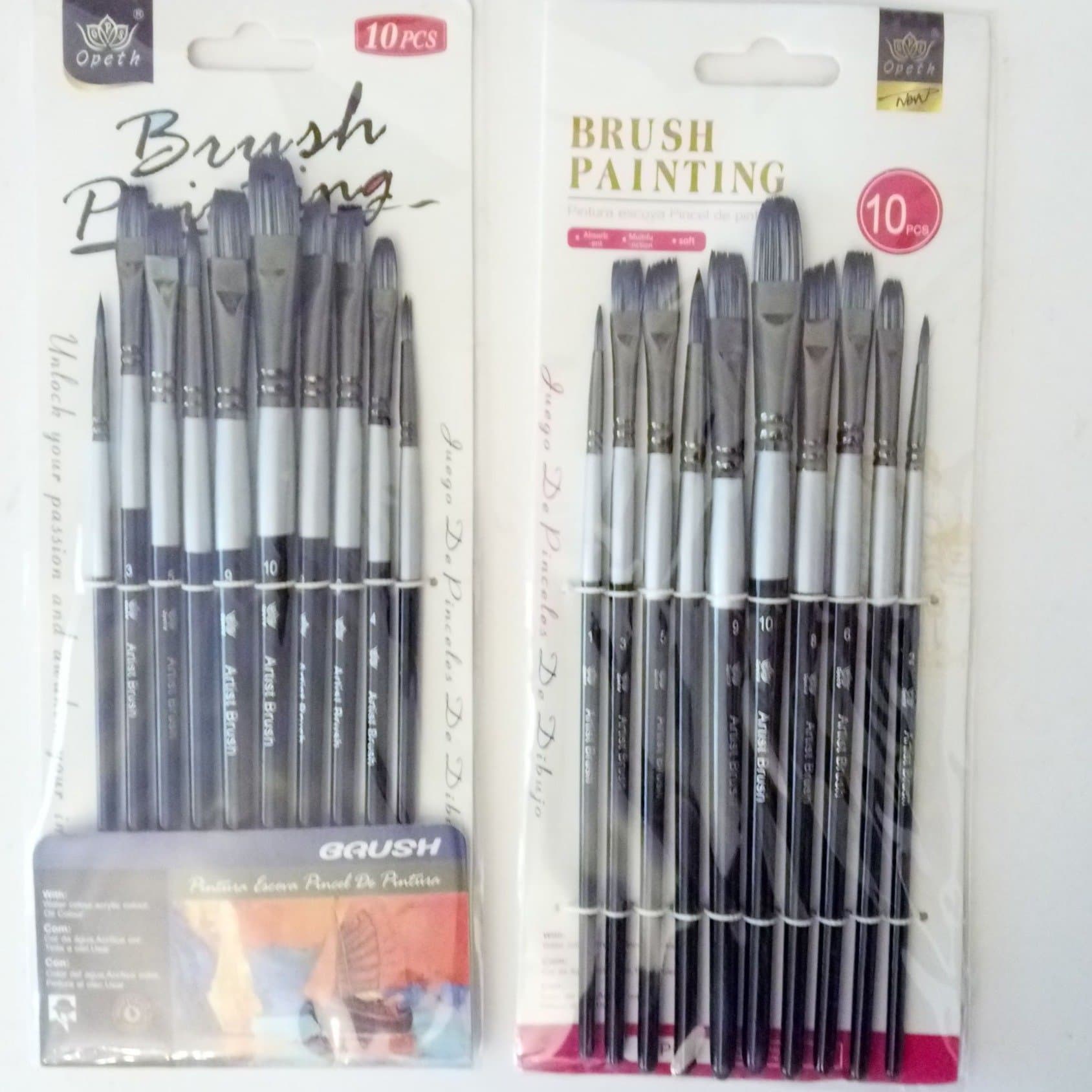 TVÅ SET PENSLAR FÖR MÅLERI - OLJA AKRYL AKVARELL - HELT NYA - TOTALT 20 STYCKEN